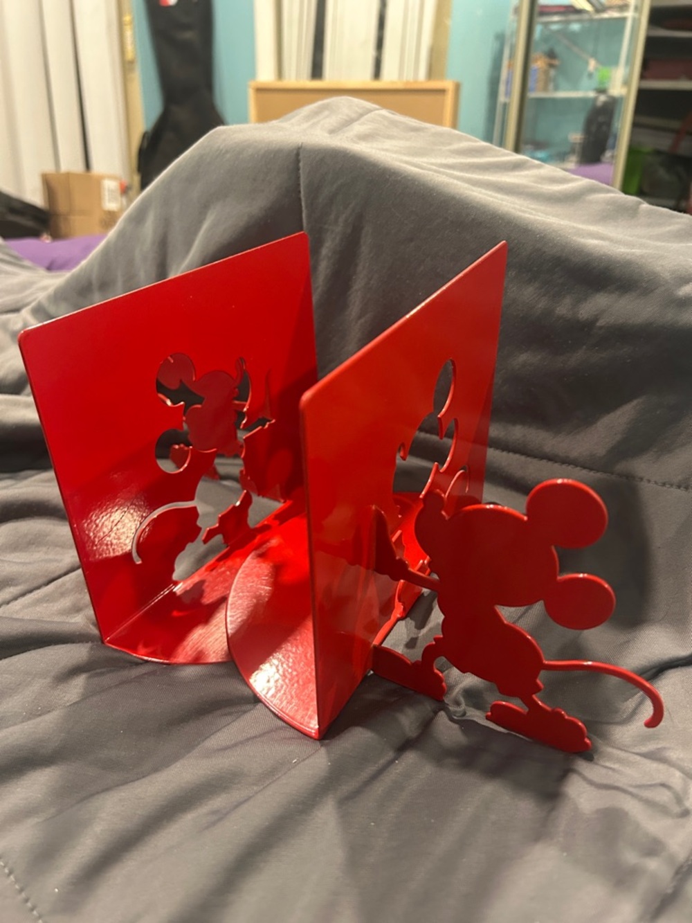 Red Mickey Mouse Metal Bookends